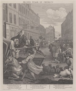 虐待の第二段階-堕落した馬を倒すコーチマン 作： William Hogarth